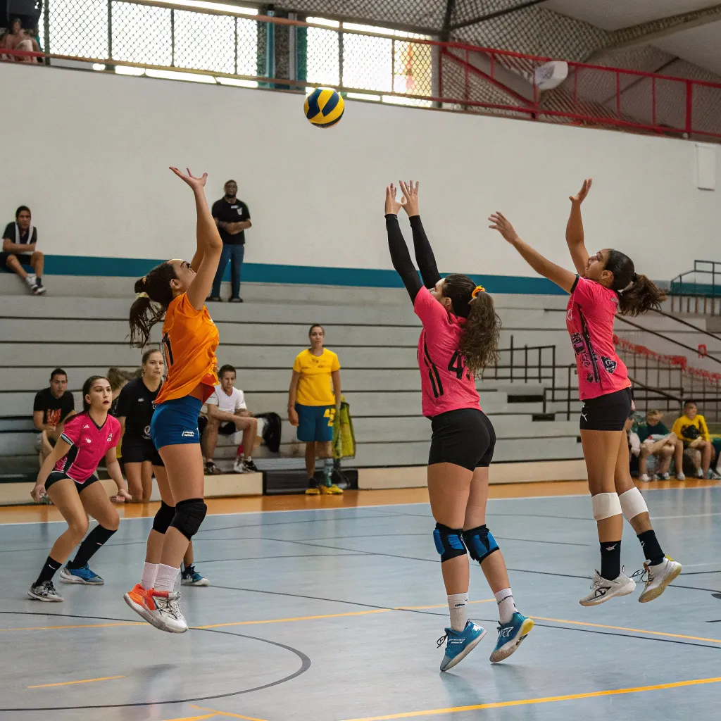 Volleyball team players training